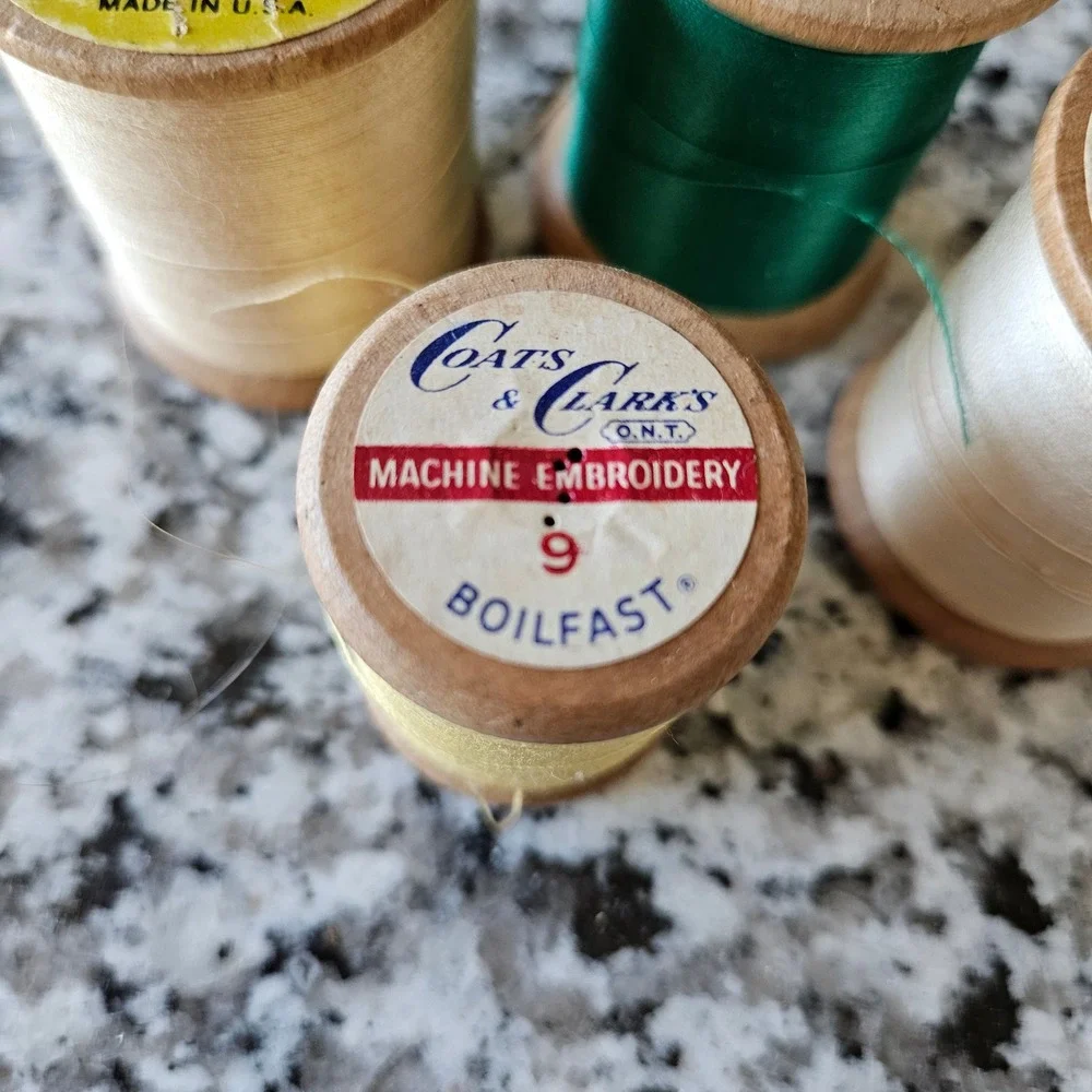 Vintage Multicolor Wooden Heavy Duty Sewing Talon Coats Clark Thread Spool Lot